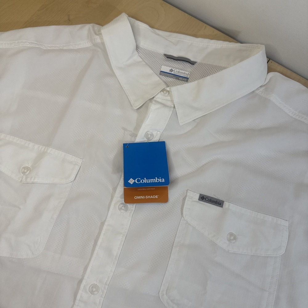 NEW Men's Columbia White Short Sleeve Woven Shirt Size 4X